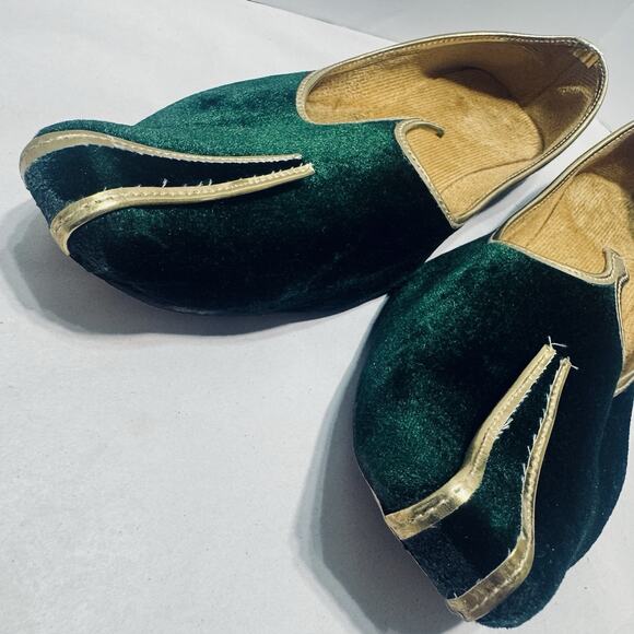Men’s Shoes Indian Wedding Green Velvet Sherwani Jutties Khussa Mojari US 9/10 main image 6